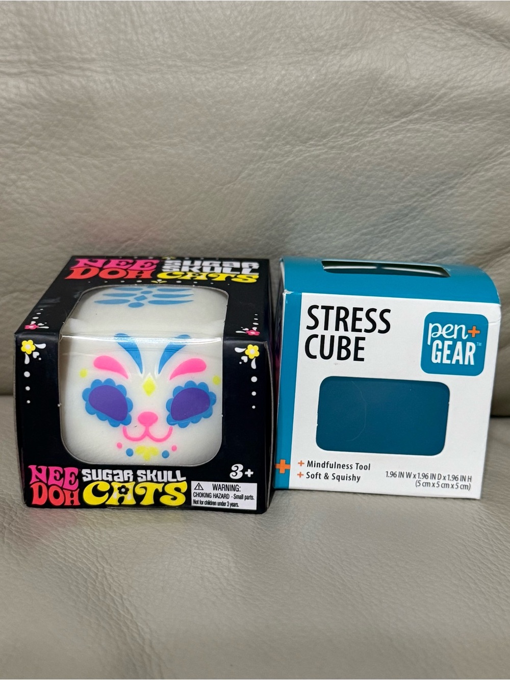 NEW Needoh Sugar Skull Cats Blue Halloween Squishy + Pen & Gear Stress Cube
